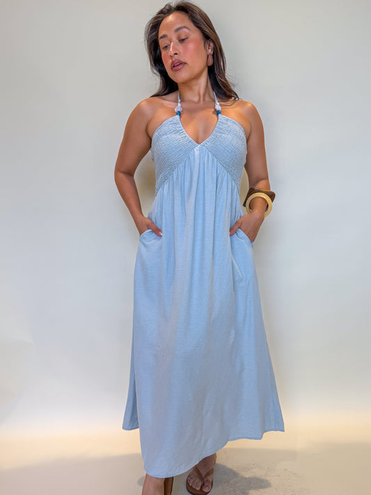 Calista Dress-Dusty Blue