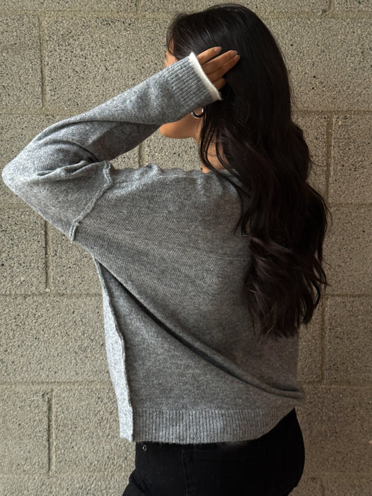 Double Up Sweater-Grey