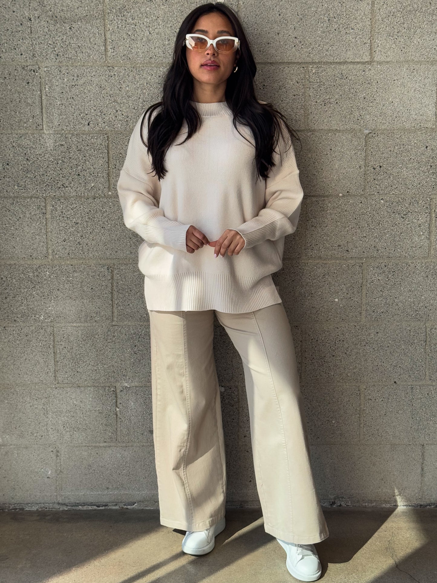 Mocked Up Sweater-Cream