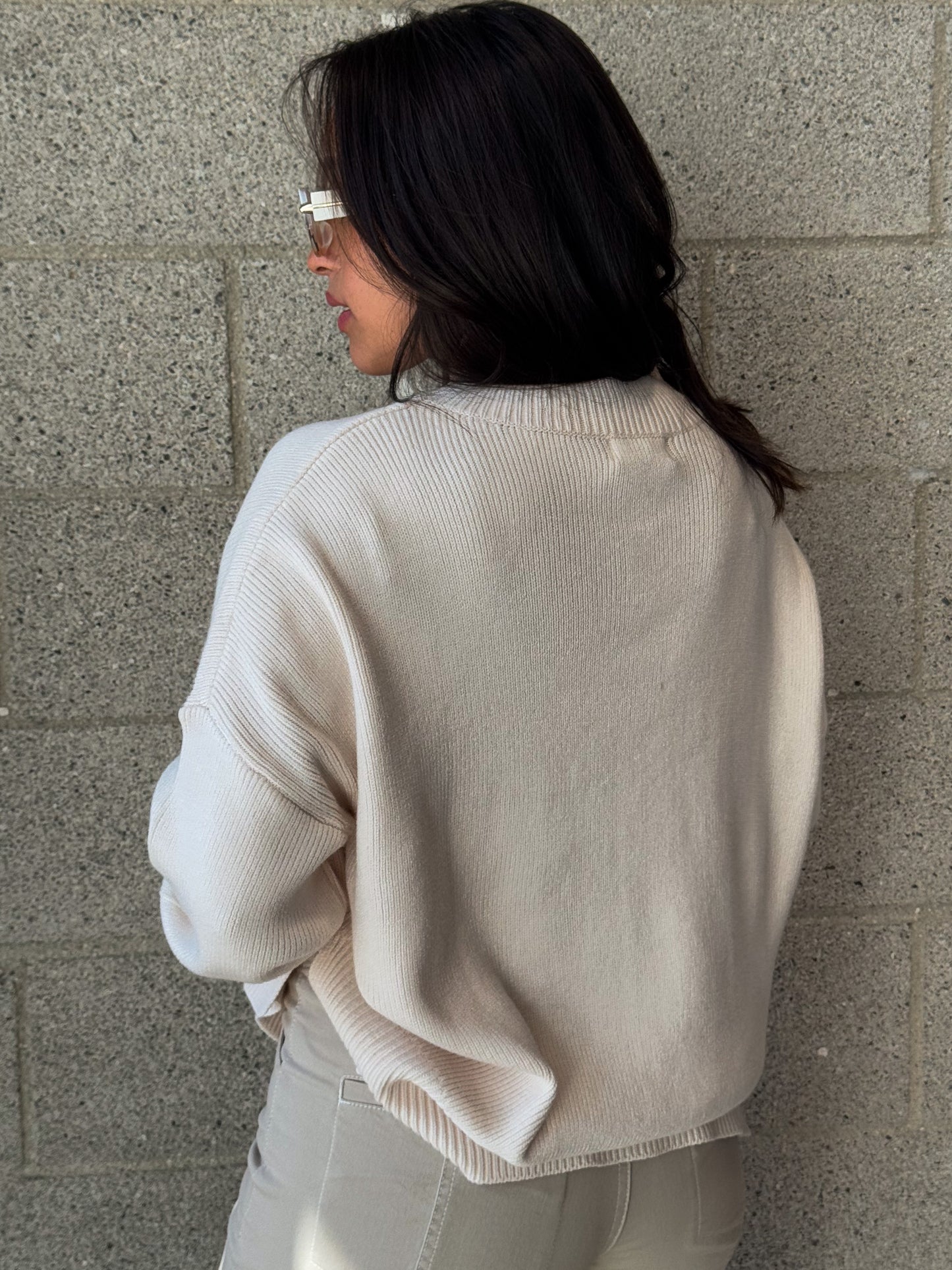 Mocked Up Sweater-Cream
