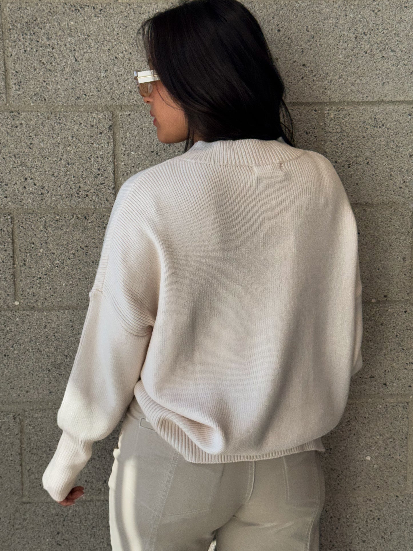Mocked Up Sweater-Cream