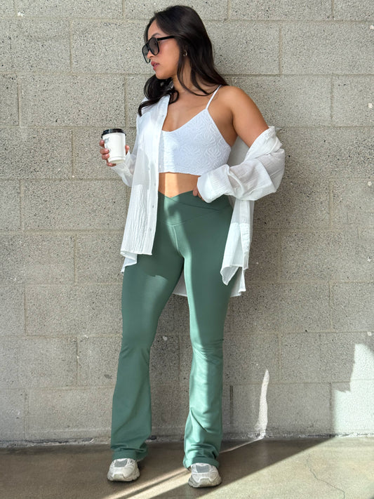 Crossover Leggings-Sage