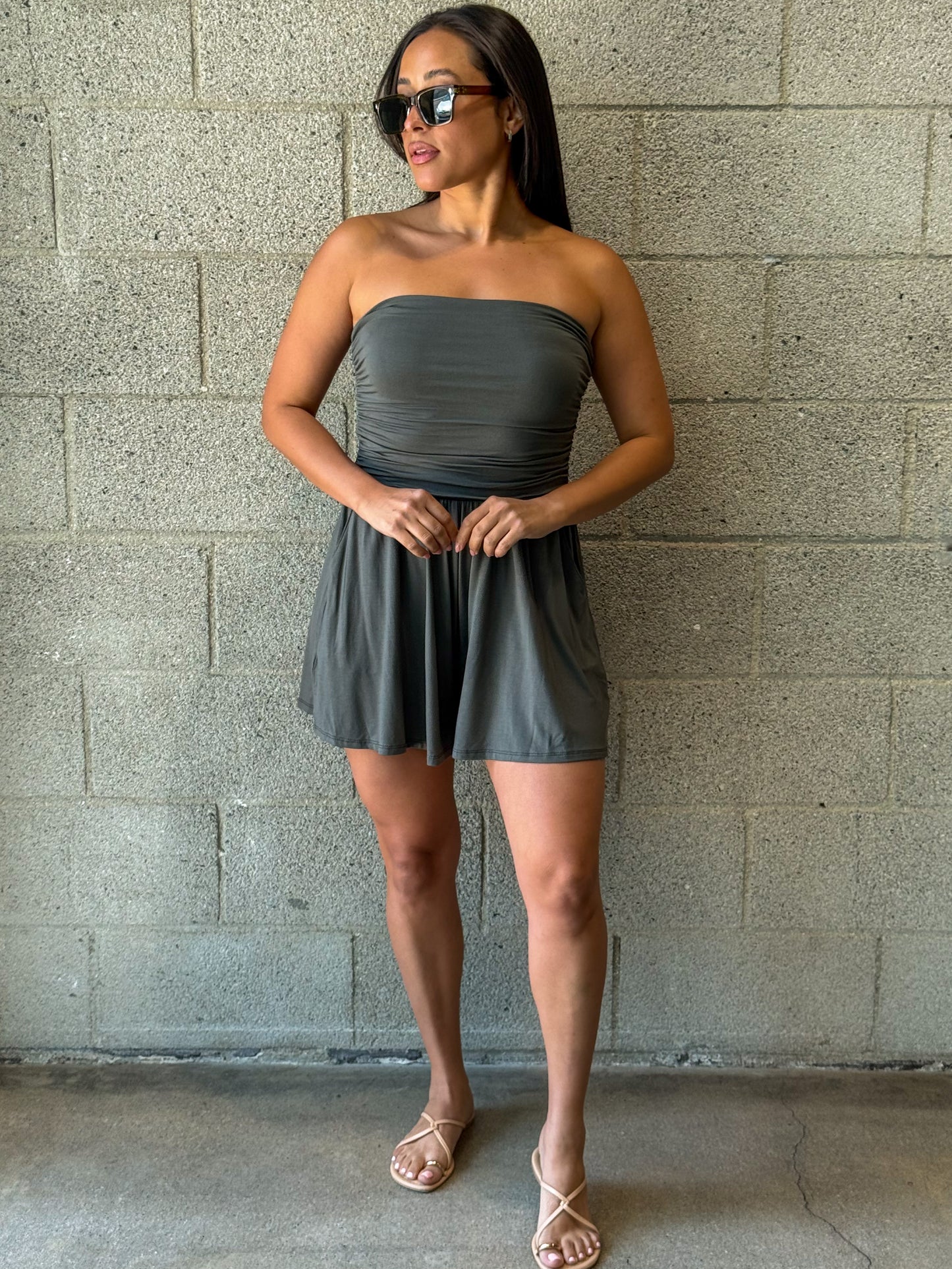 Zuri Romper-Gunmetal