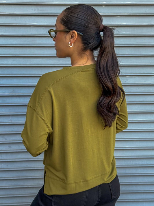 Soft Focus Top-Moss Green