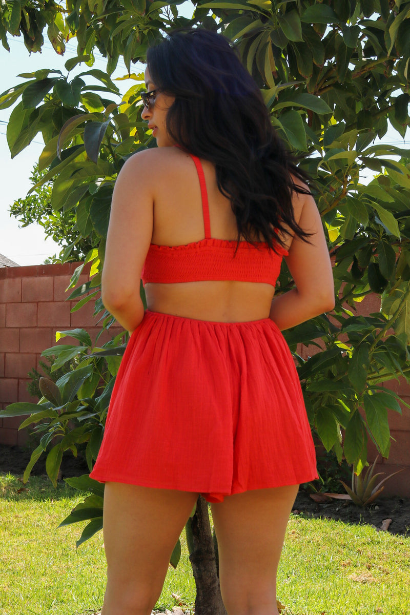 Tempted To Touch Romper-Red