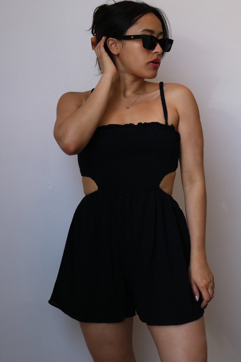 Tempted To Touch Romper-Black