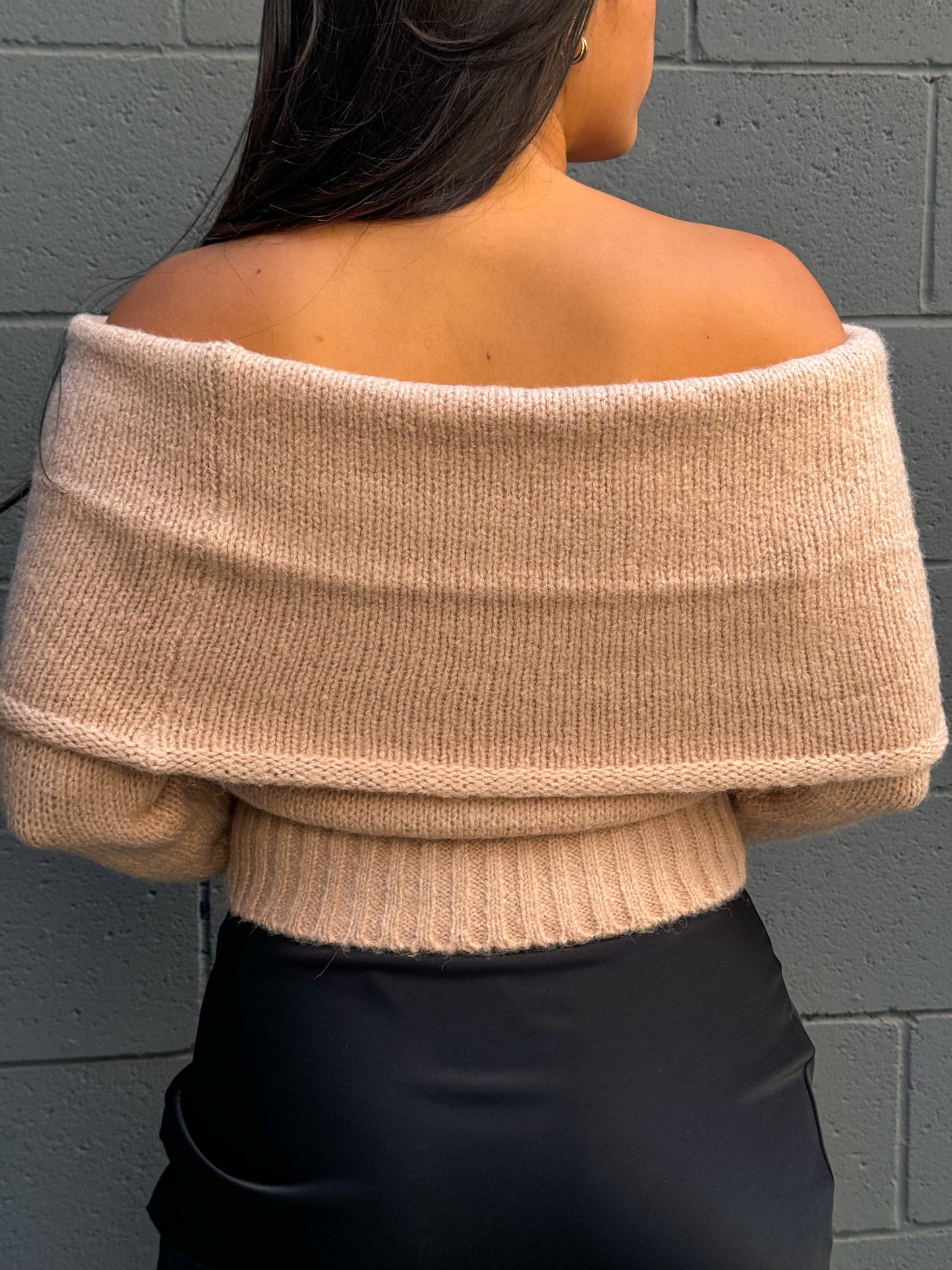 Cozy Off Sweater-Tan