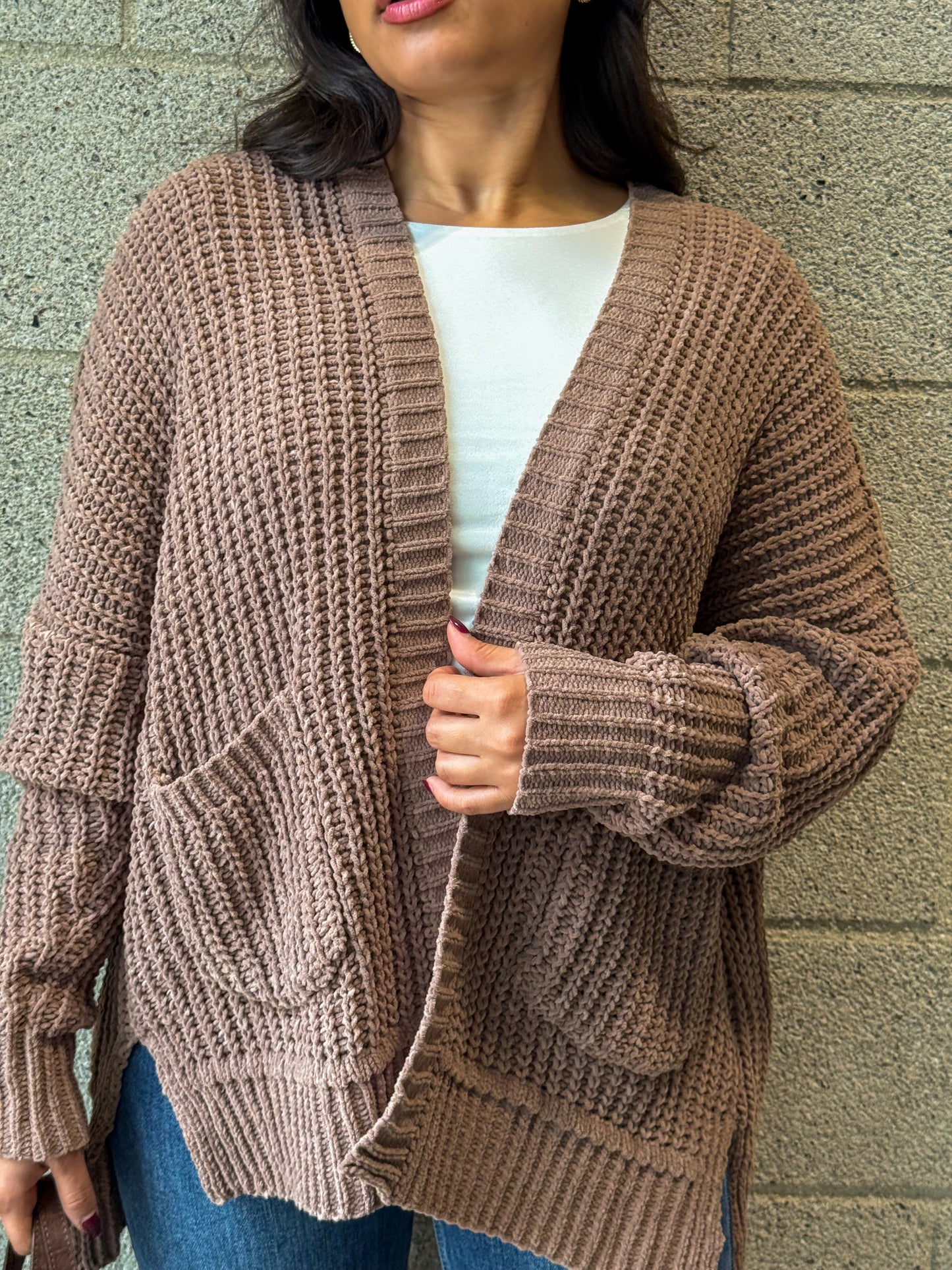 Homebody Cardigan-Brown