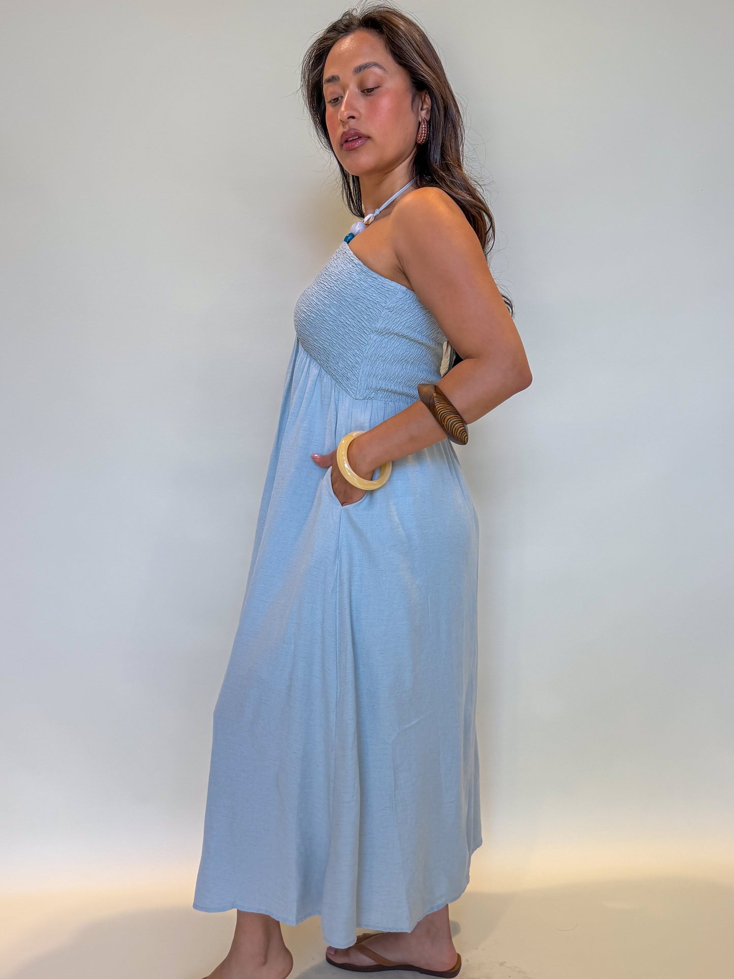 Calista Dress-Dusty Blue