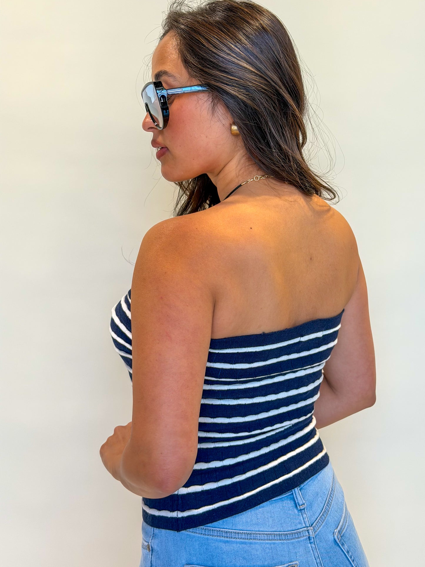 Ivy Top-Navy/White