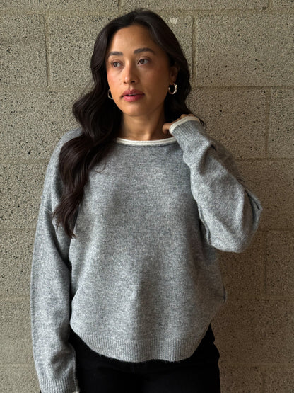 Double Up Sweater-Grey