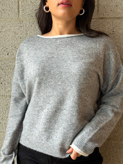 Double Up Sweater-Grey