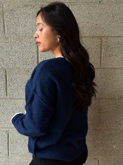 Double Up Sweater-Navy