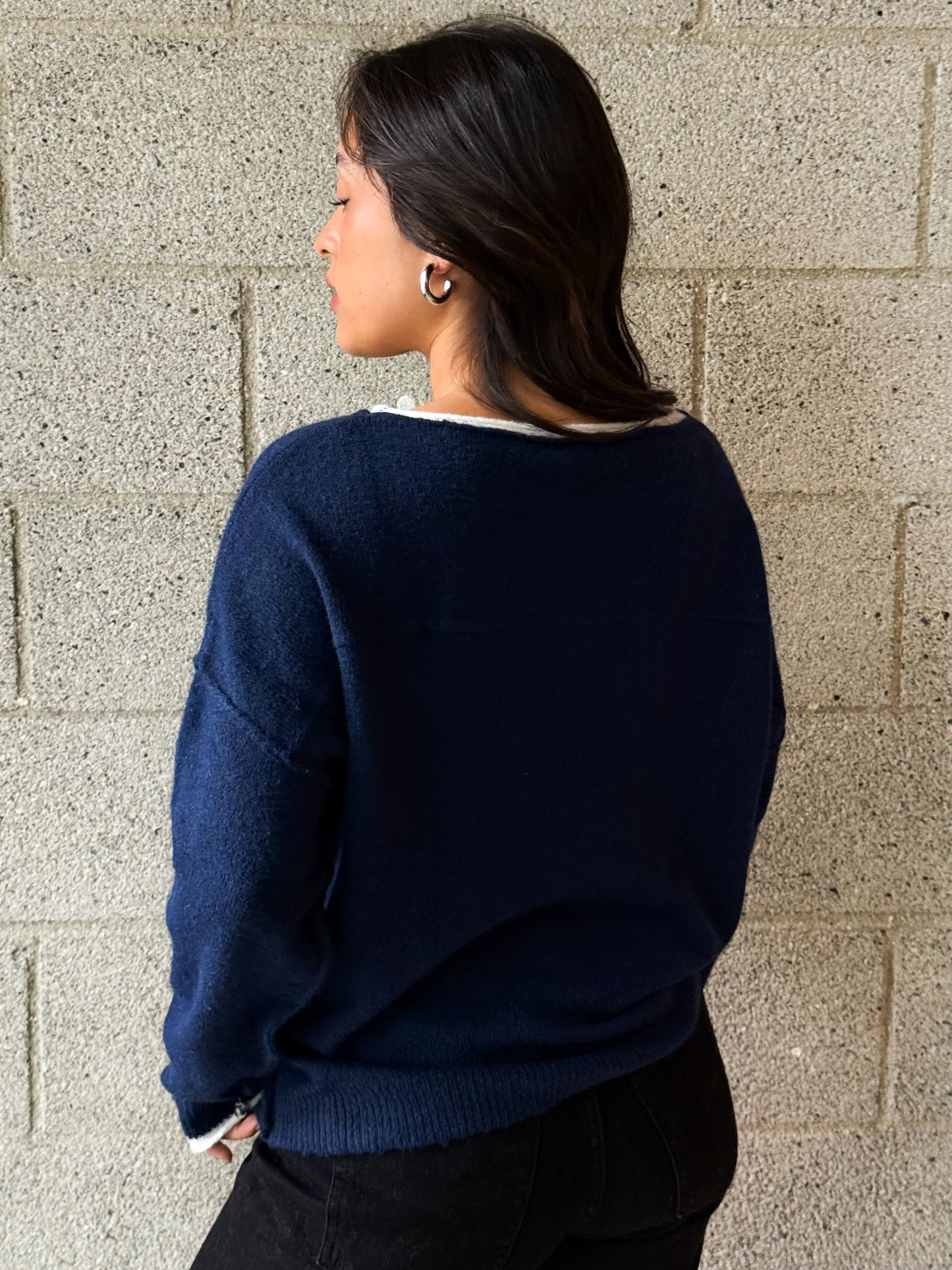 Double Up Sweater-Navy