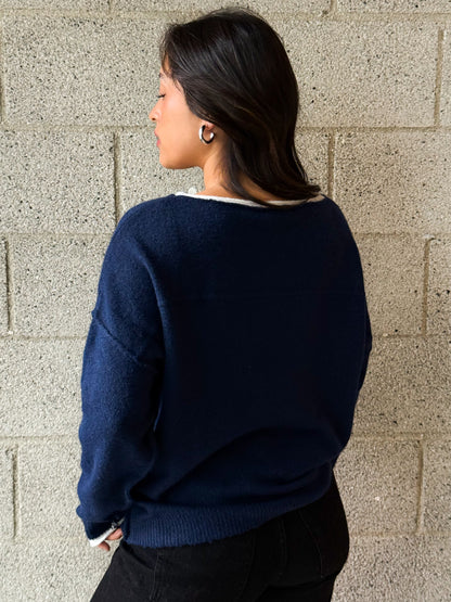 Double Up Sweater-Navy