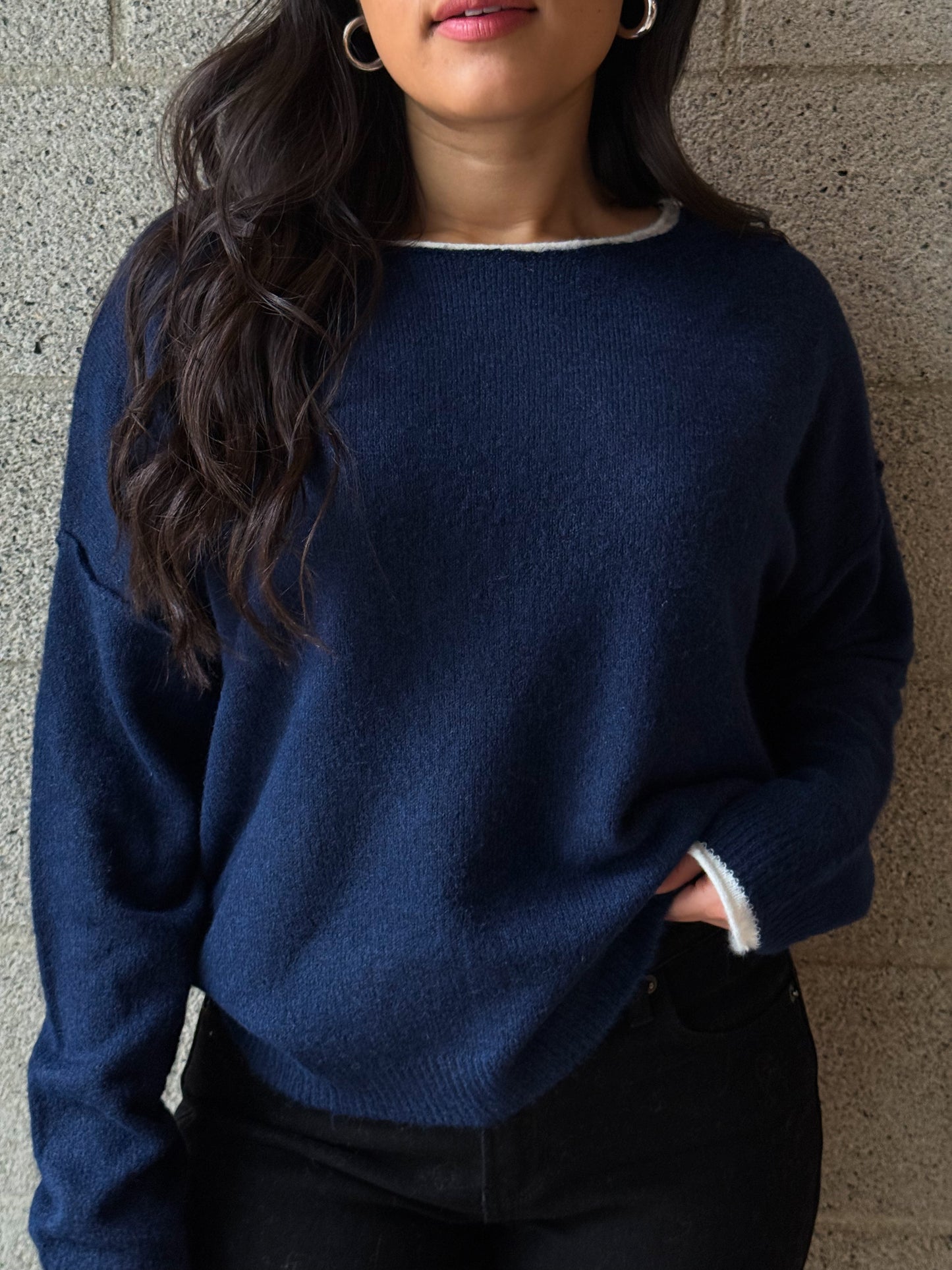 Double Up Sweater-Navy