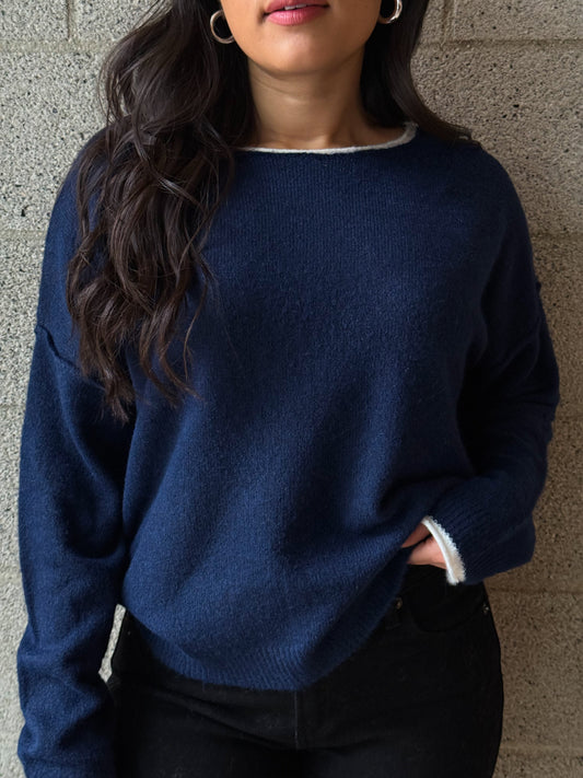 Double Up Sweater-Navy