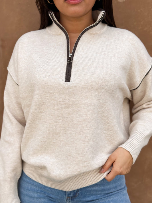 Quiet Form Sweater-Beige