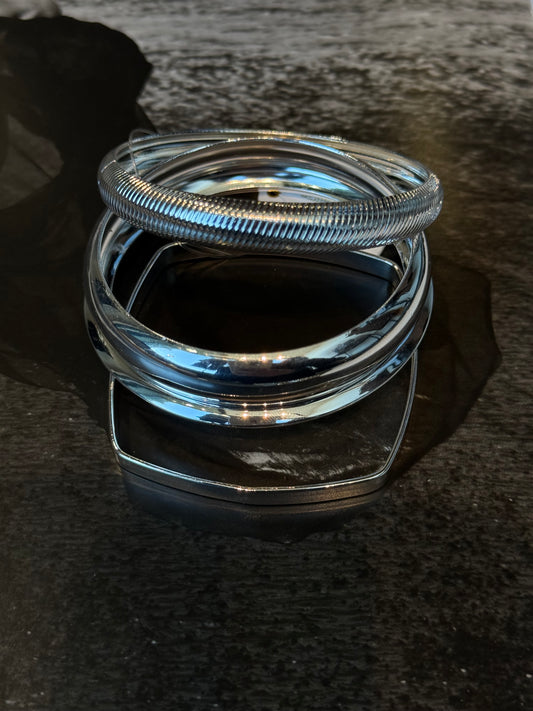 Modern Stack Bangle-Silver