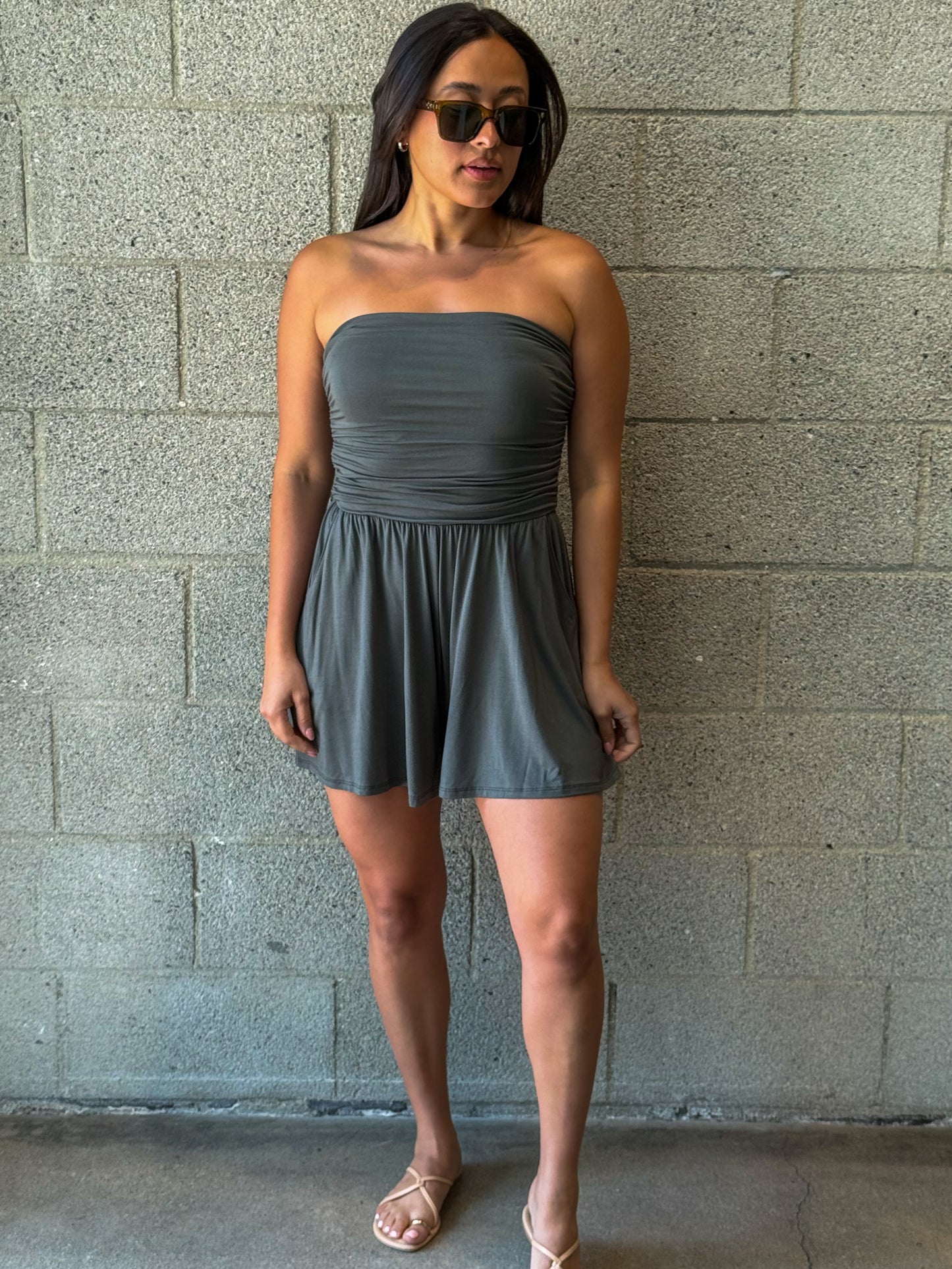 Zuri Romper-Gunmetal