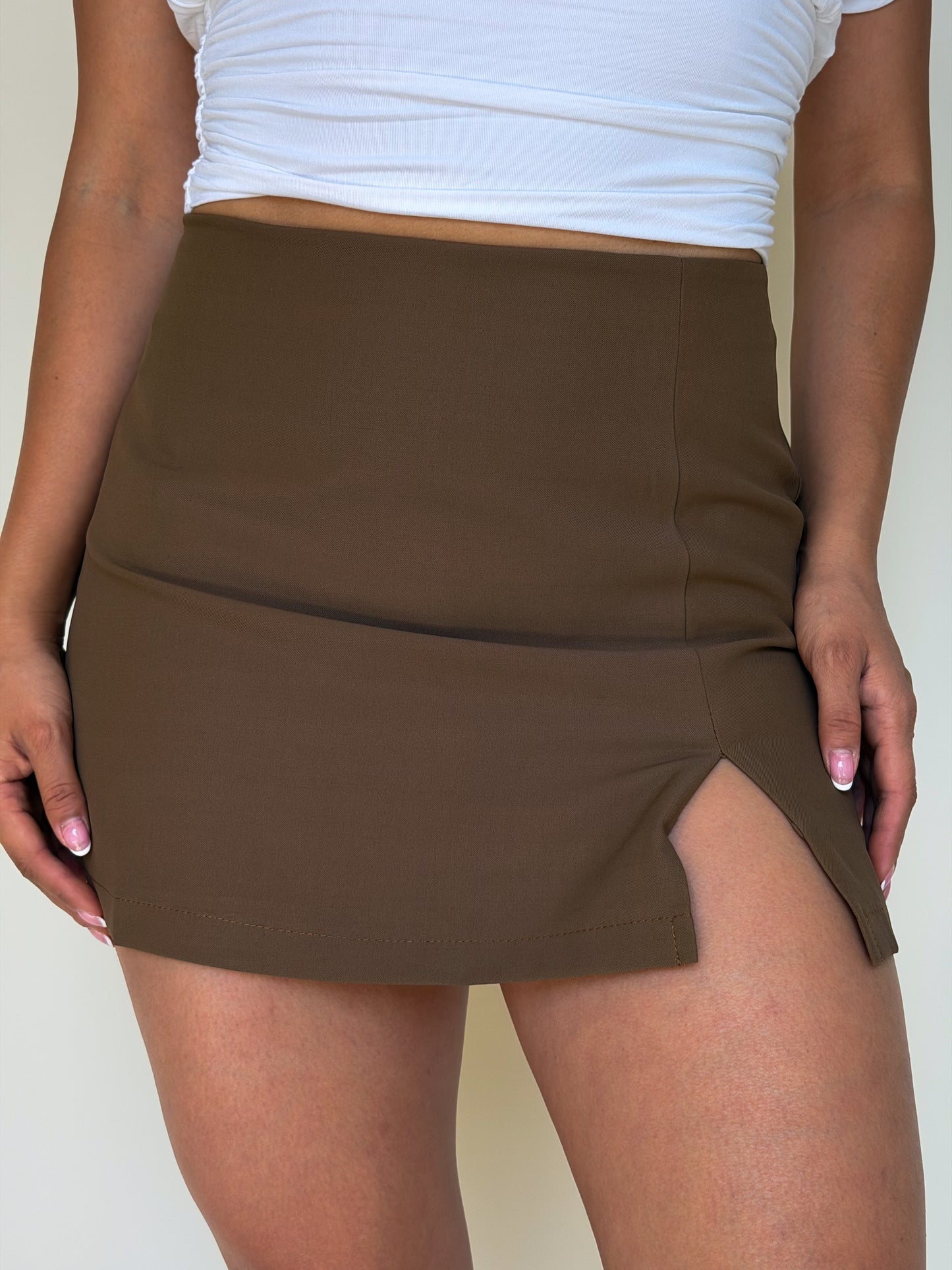 It's A Date Skort-Brown