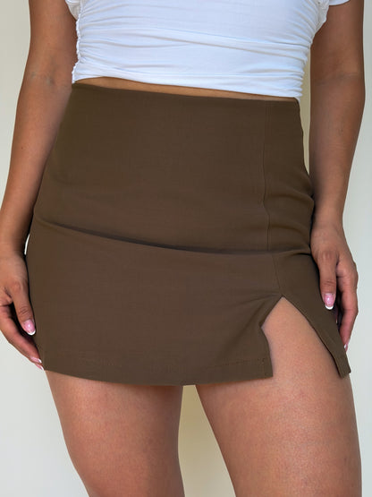 It's A Date Skort-Brown