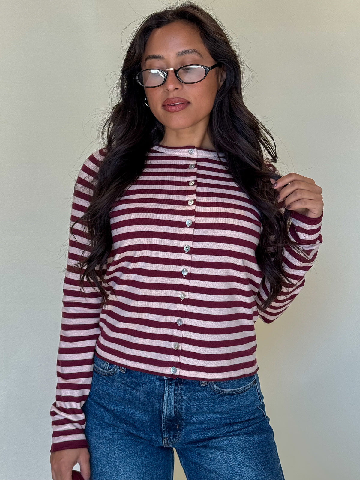 Just In Time Cardigan-Pink/Plum