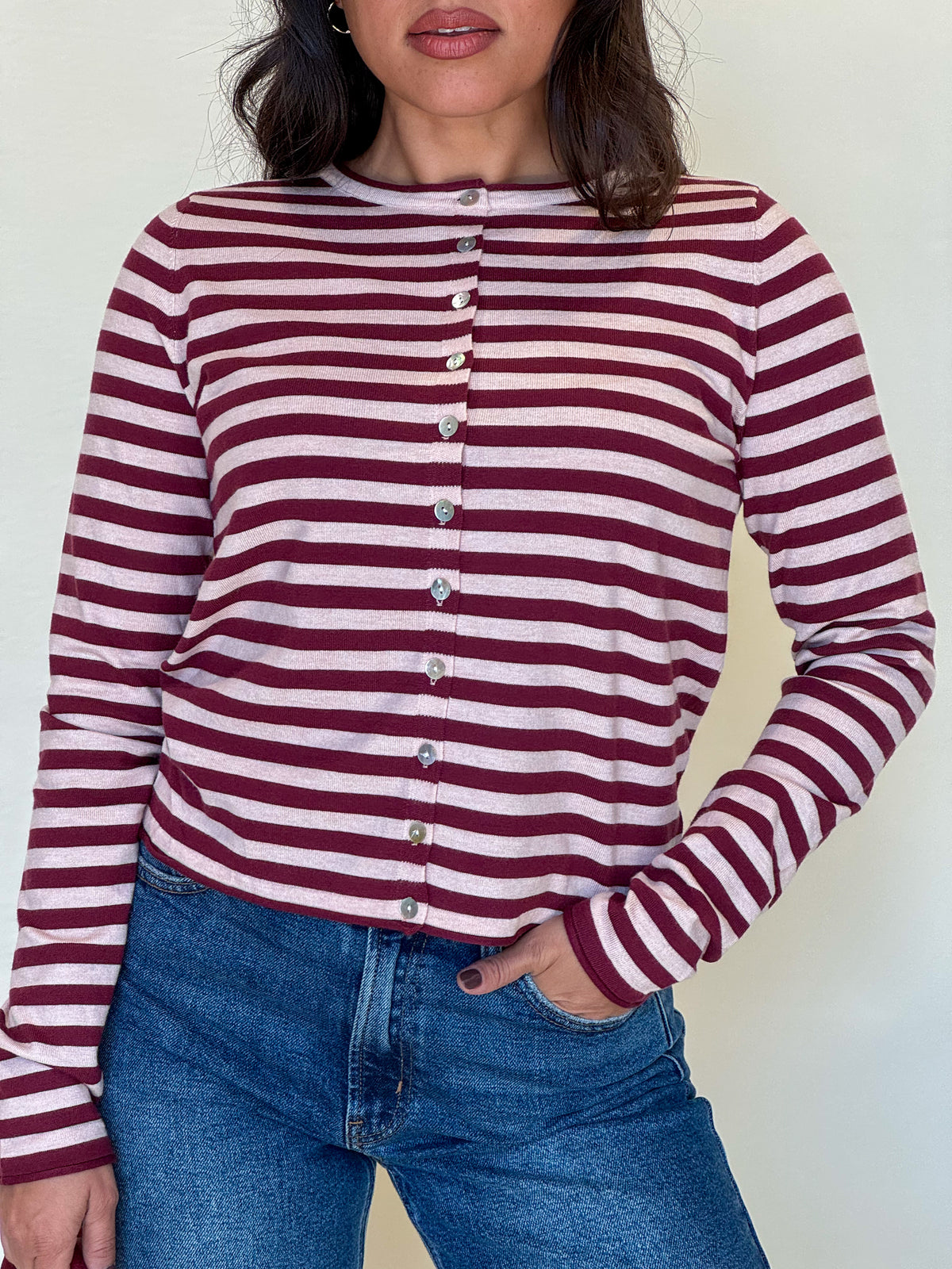 Just In Time Cardigan-Pink/Plum