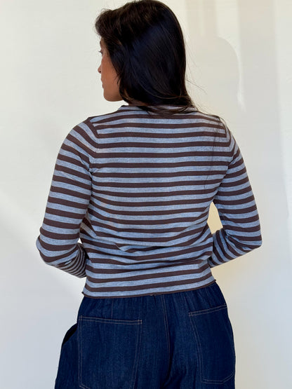 Just In Time Cardigan-Brown/Grey