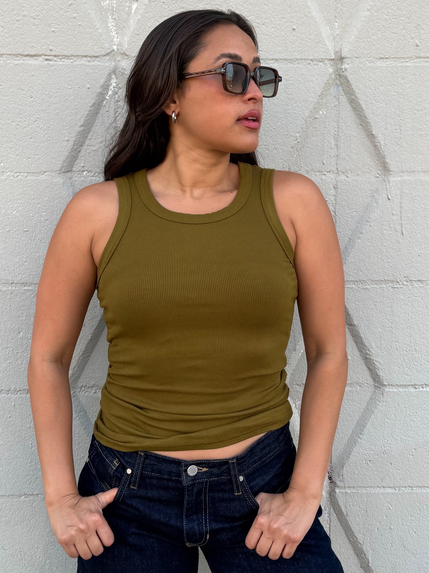 True Fit Top-Moss Green