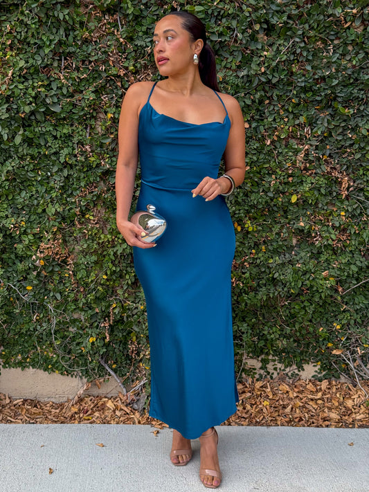 Tie Me Down Dress-Teal