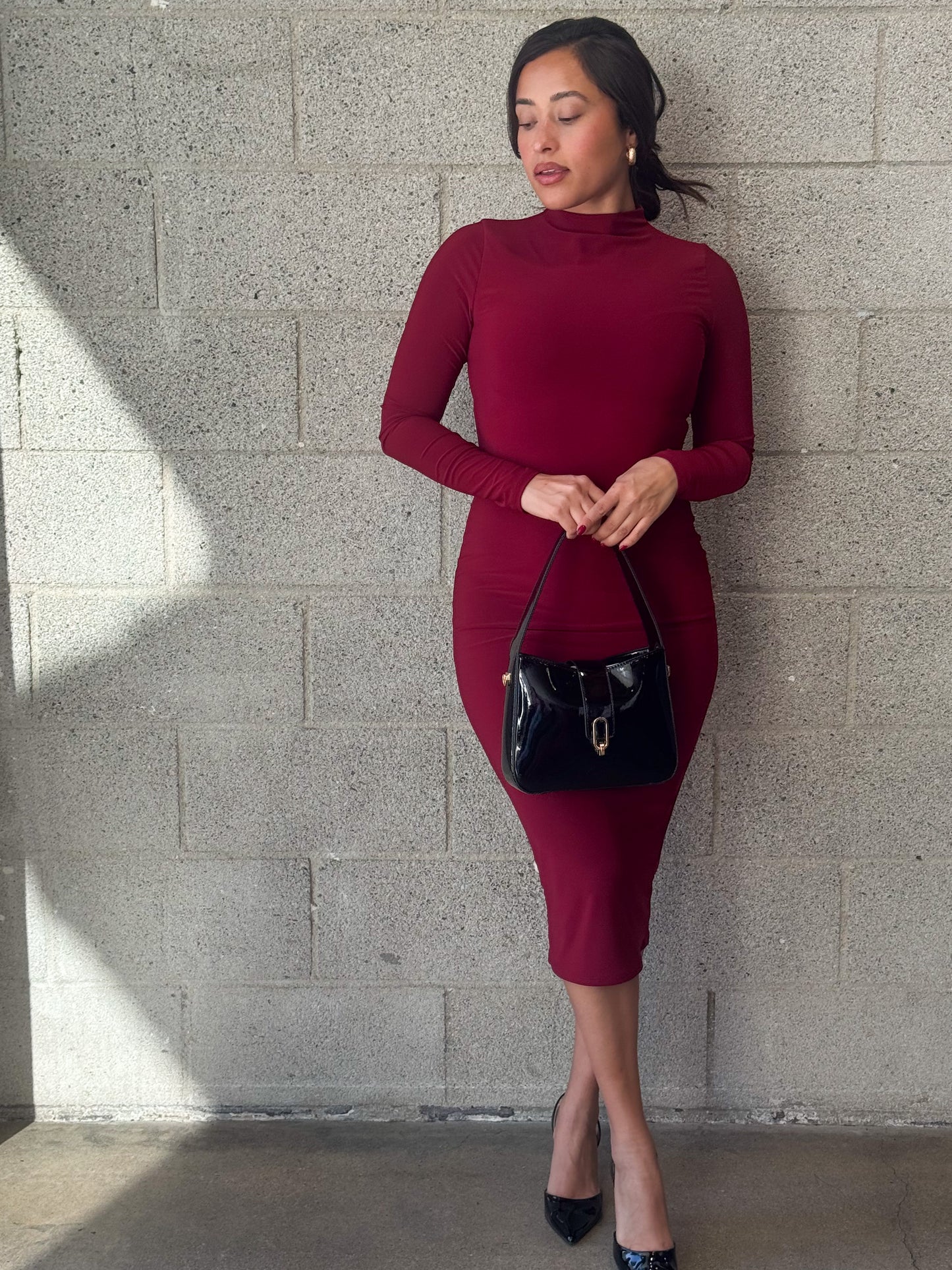 Noelle Dress-Burgundy