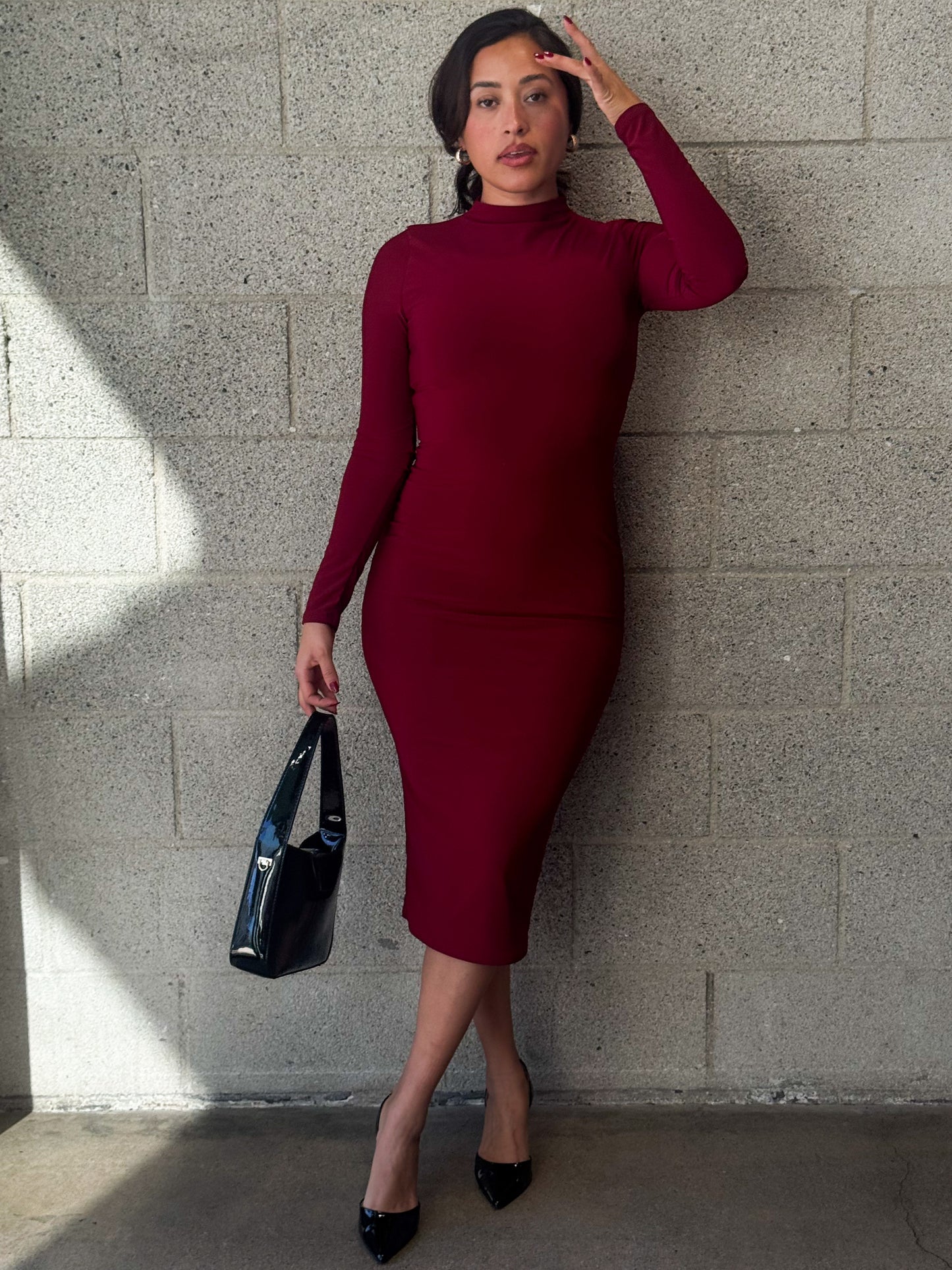 Noelle Dress-Burgundy