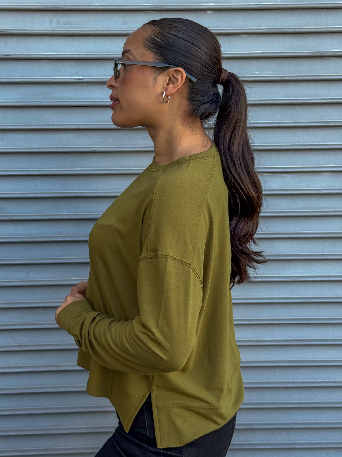 Soft Focus Top-Moss Green