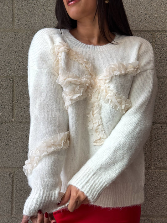 Rosette Sweater-Ivory