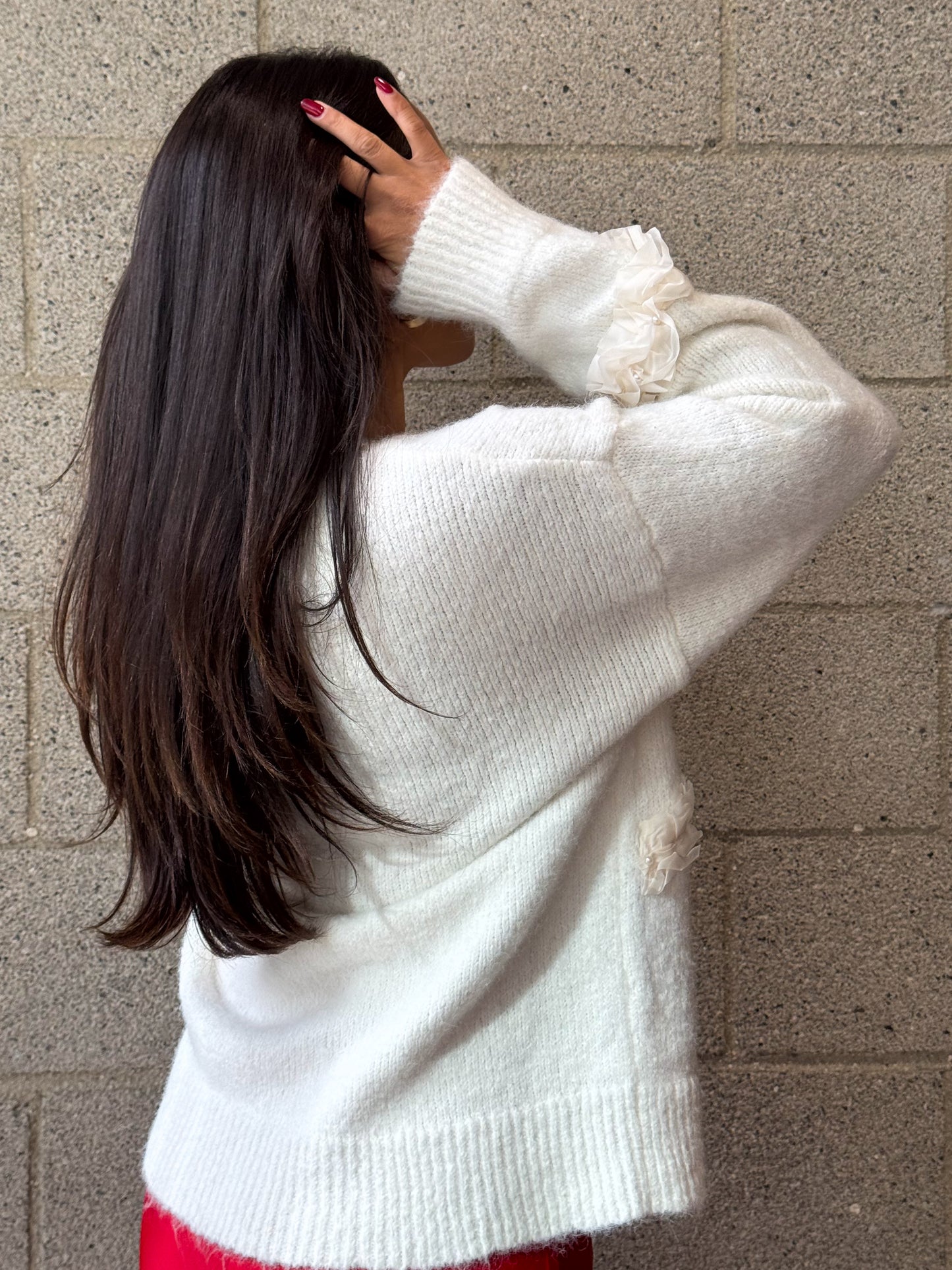 Rosette Sweater-Ivory