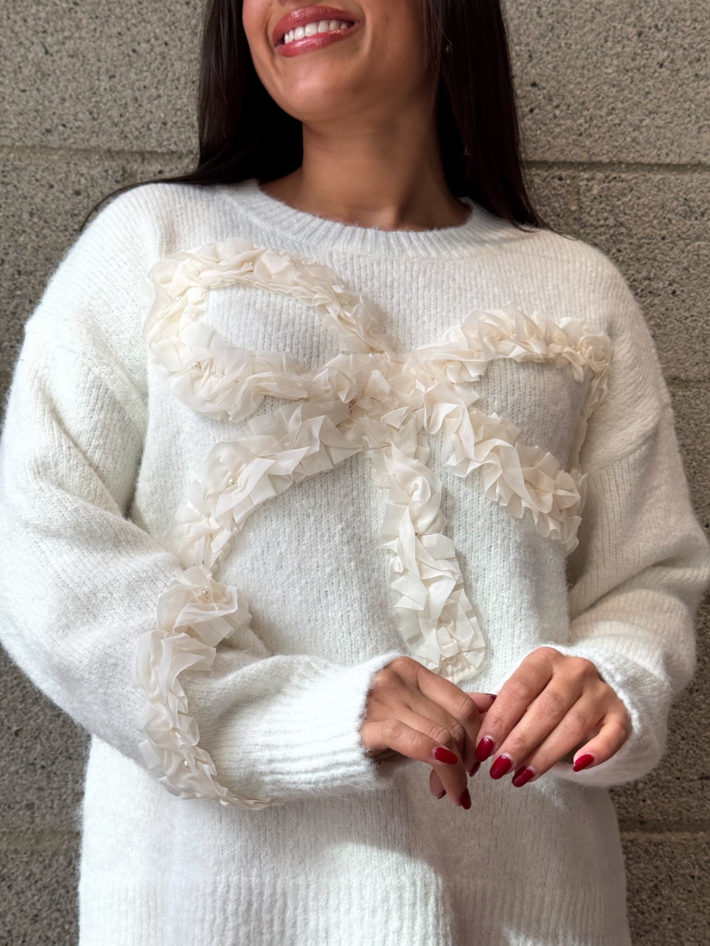 Rosette Sweater-Ivory