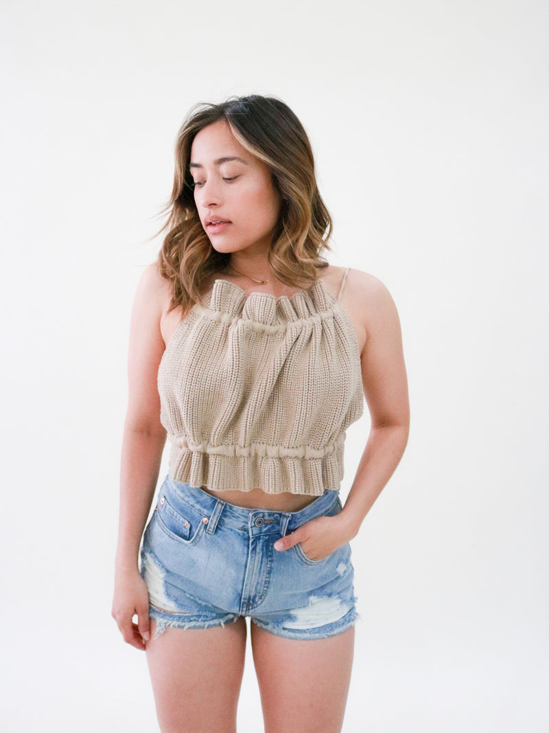 Mentally On Vacay Top-Taupe