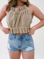 Mentally On Vacay Top-Taupe